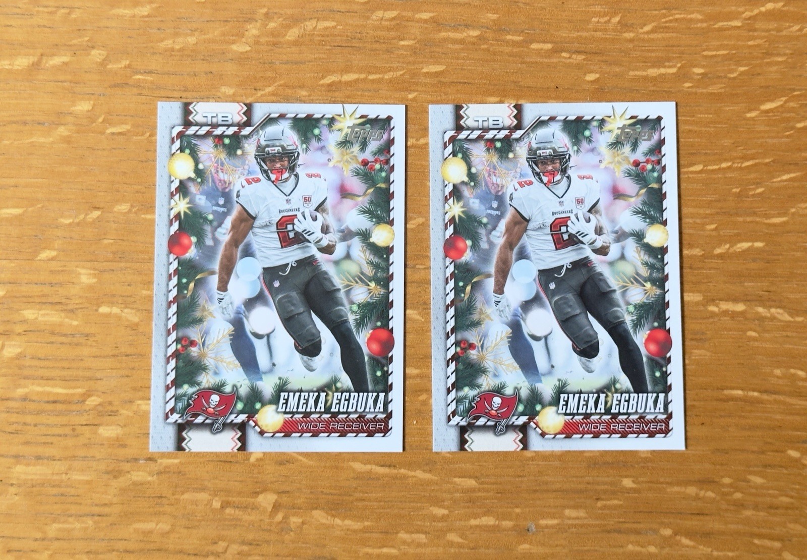 (2) - 2026 Topps Holiday Emeka Egbuka Cards # 94 & 37 - SP HOLIDAY BACK - NMT/MT