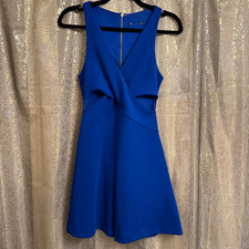 Express Royal Blue Zip Back Side Cutout Cocktail Party Mini Dress Small