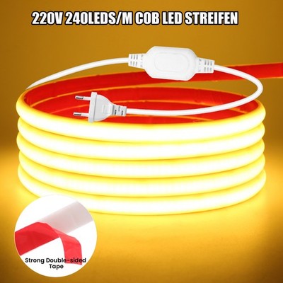 230V Neon COB LED Streifen Stripe Lichtschlauch Leiste Lichtband IP67+EU-Stecker