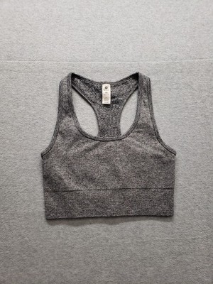 90 Degree By Reflex Women Sport Bra M Gray Racerback Pullover Sleeveless Active