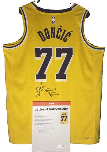 Luka Doncic & Rob Pelinka Signed Nike Los Angeles Lakers Jersey Auto PSA/DNA LOA