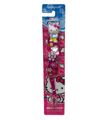 SANRIO HELLO KITTY Oral-B Kid s Toothbrush SOFT Bristles Pink Flowers | SEALED