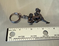 Vintage Man Woman Having Sex Mechanical Metal Keychain Naughty XXX Adult VTG