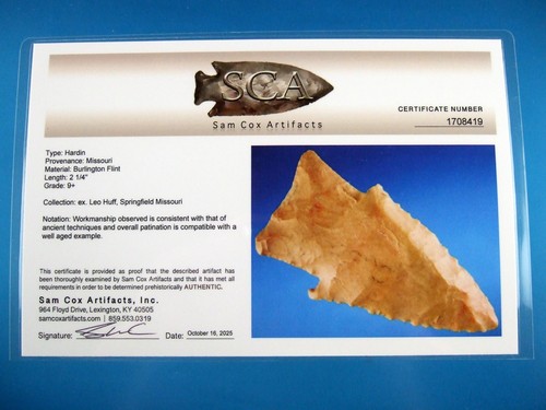 Very Fine Authentic Missouri Hardin with SCA COA Point Arrowheads Artifacts - Picture 2 of 3