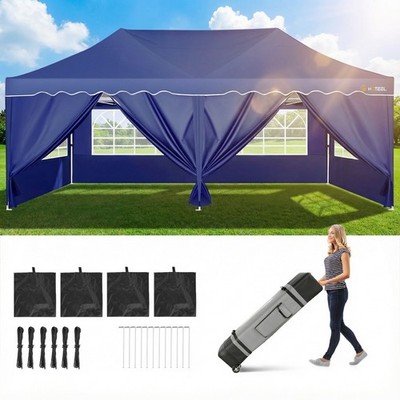 Faltpavillon 3x6m Wasserdicht Stabil Pop up Pavillon Klappbar mit 6 Seitenwänden