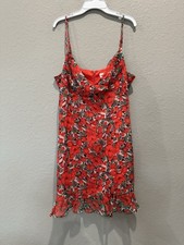 Superdown Women’s Mini Dress With Floral Print Red and Green Sz L NWOT
