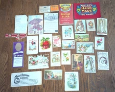Antique Victorian Trade Cards Lot labels food advertising As Is