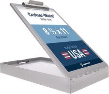 Metal Clipboard with Storage Silver Dual Layer Letter Size Made in USA