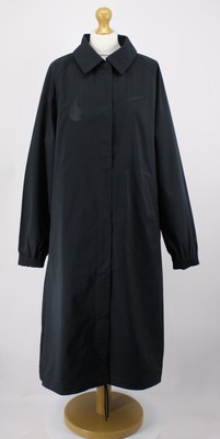 NIKE TWILL TRENCH WOMENS LONG COAT FULL LENGTH UK M BLACK RRP £398