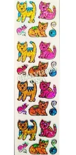 HAMBLY STUDIOS STICKERS PETS CATS MOUSE PRISMATIC GLITTER CARTOON RARE VINTAGE