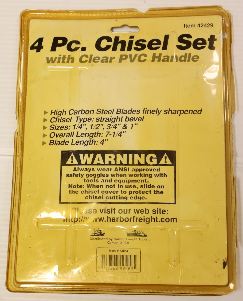 (4) Pc. Wood Chisel Set w Clear PVC Handles / No. 42429 / NOS / MTT