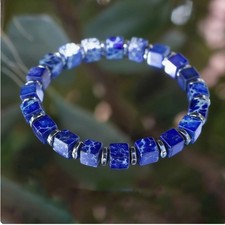 1pc Lapis Lazuli Beaded Bracelet Square Bohemian Ethnic Style Men's Wristband