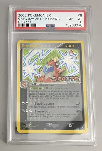 2005 Pokemon EX Deoxys Crawdaunt Reverse Holo #6/107 PSA 8