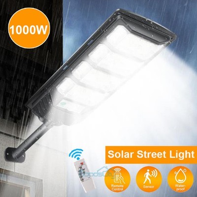 1000W Super BRIGHT LED Solar Street Lights Outdoor Dusk to Dawn Road Area Lamp