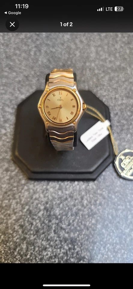 Relógio feminino EBEL moldura ouro rosa 18k aço inoxidável E1157111 onda clássica - Imagem 2 de 2