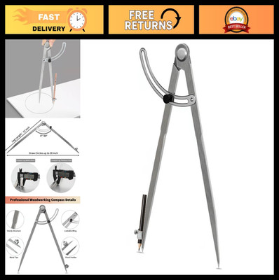 16'' Precision Compass for Geometry & Woodworking, Wing Divider & Pencil Holder
