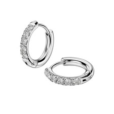 316L Surgical Stainless Steel Huggie Hoop Earrings for Women Men - 10G 10mm Silv