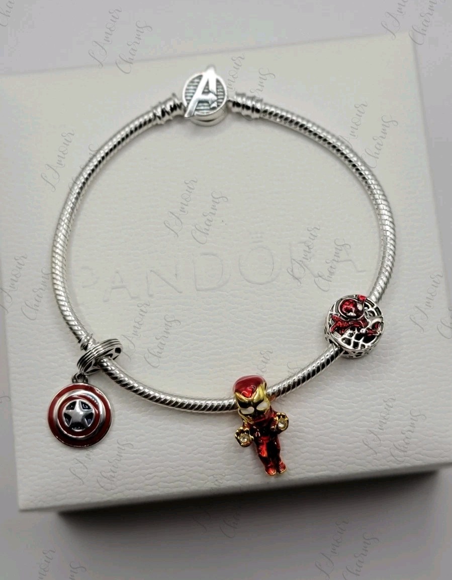 Authentic Pandora Marvel Avengers Bracelet 7.9 20cm 590784C00 & 3