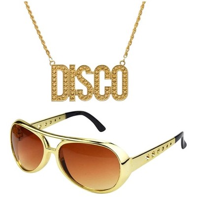 Kette Sonnenbrille Kostüm Set Disco Party Fasching Halloween Cosplay