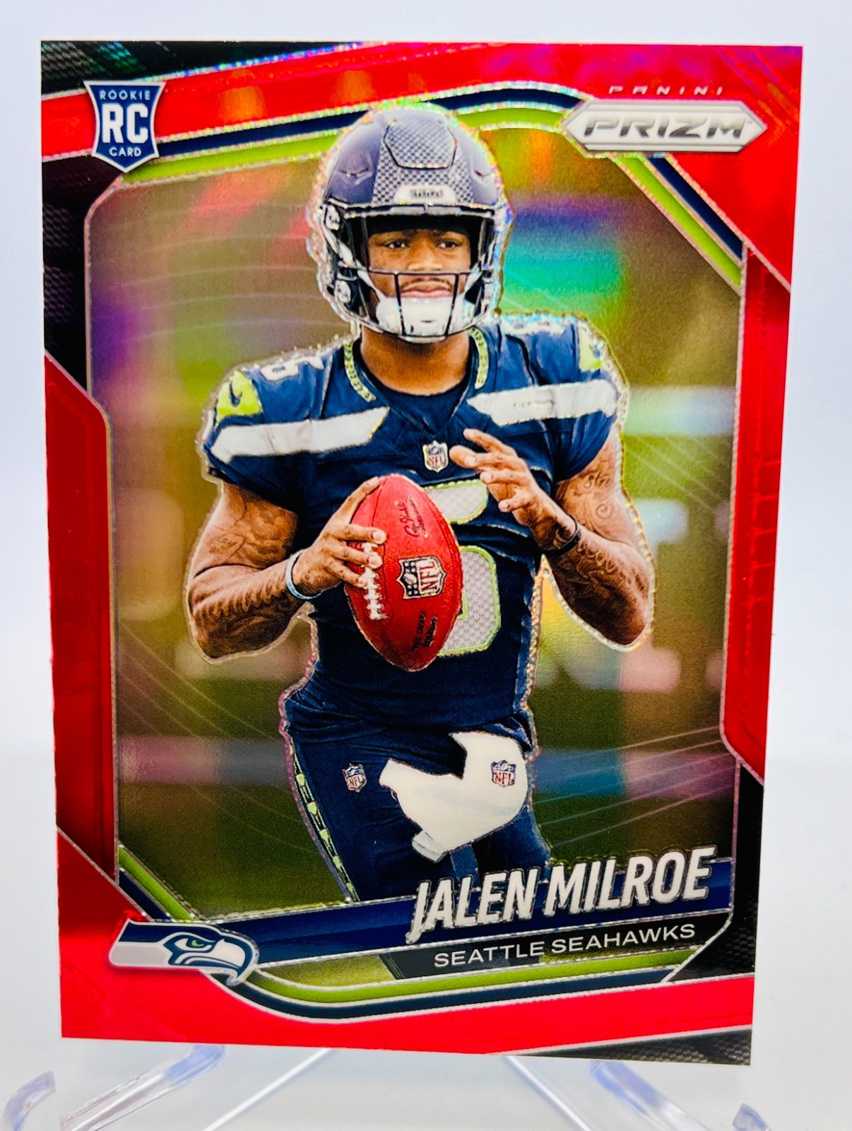 2025 prizm Jalen Milroe #317 Retail Red Prizm 317 (RC) SSP CASE HIT Seahawks
