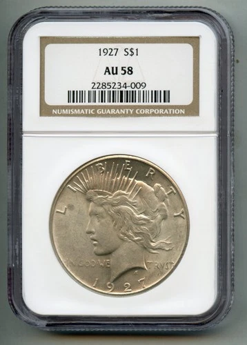 1927 Peace Silver Dollar NGC AU 58