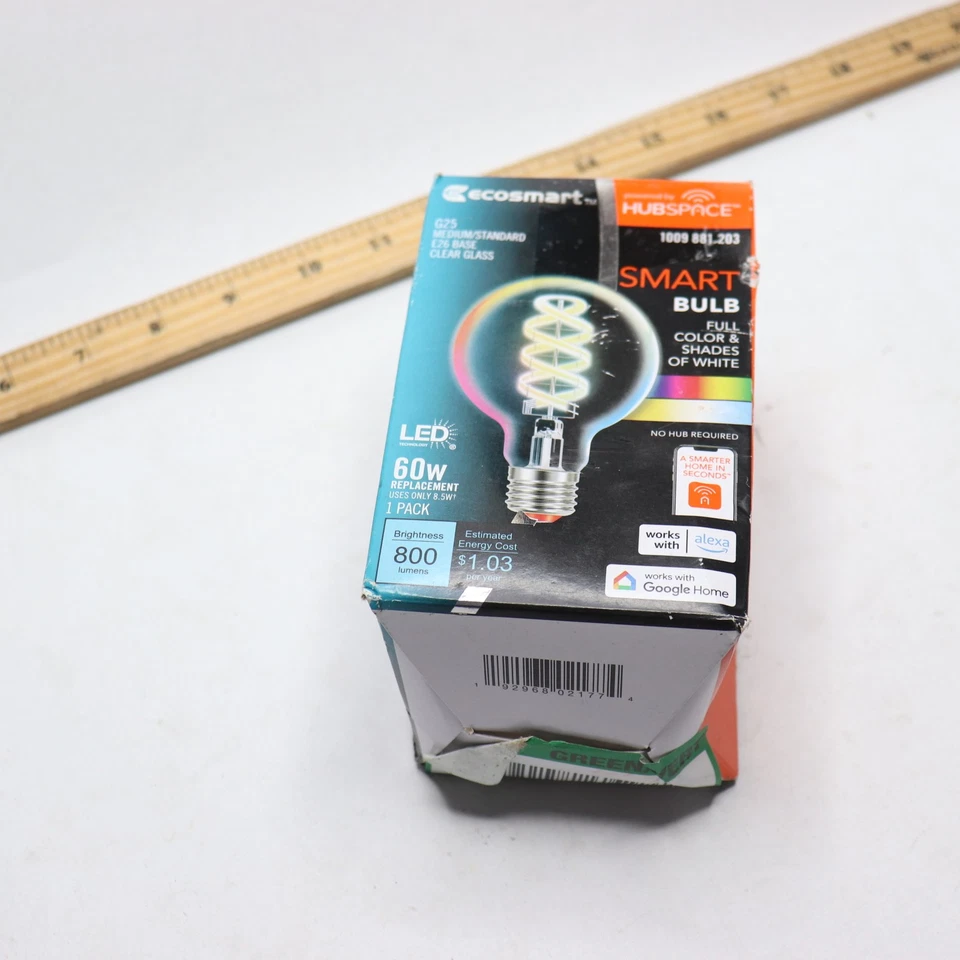 EcoSmart Smart G25 Color Changing CEC LED Light Bulb with Voice Control Clear - Image 2 of 4