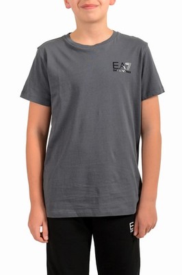 Emporio Armani EA7 Boys Gray Short Sleeve Logo Print Crewneck T-Shirt