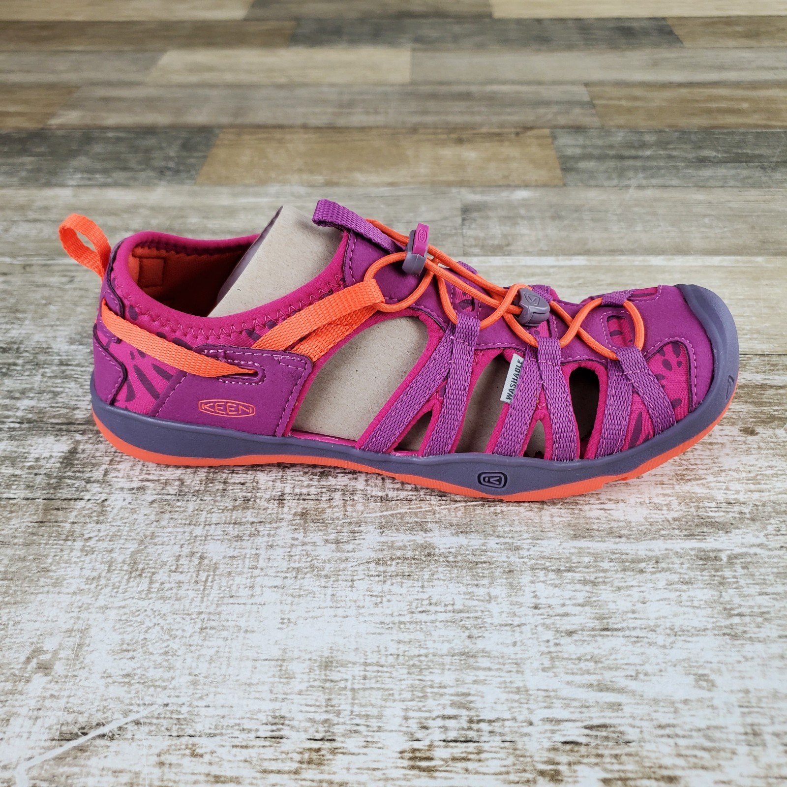 Sandali Keen Moxie giovanili taglia 4 viola vino nasturzio punta tonda lacci elasticizzati