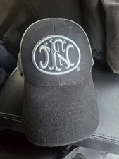 FN Herstal Firearms Logo Hat Black Gray Mesh Snapback 