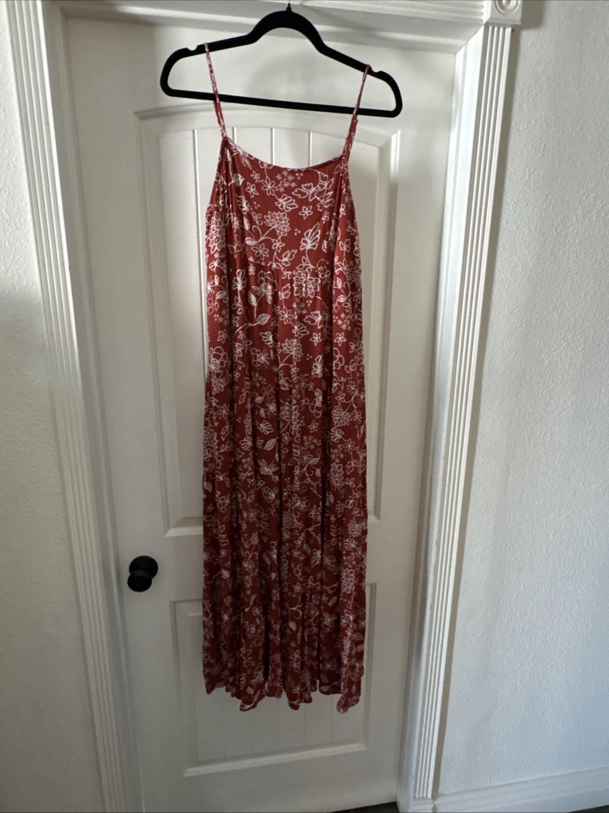 Sundress Women's Cotton Spaghetti Strap Size m Rust / Ivory Floral-image