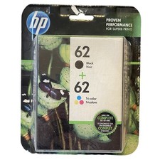 Genuine HP 62 Black/Tri-Color Ink Cartridge Combo Pack HEWDTN9H64FN Exp Jan 2019