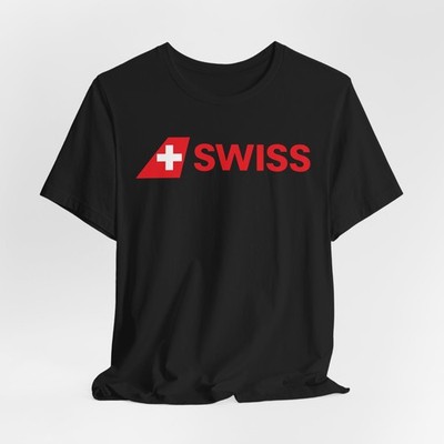 Swiss International Air Lines Logo Unisex T-Shirt Black Navy S-5XL
