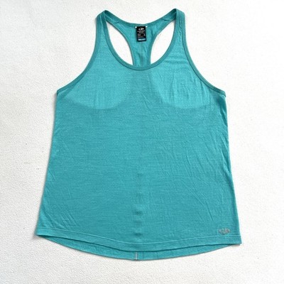 Icebreaker Cool Lite Women Turquoise Merino Wool Tank Racerback Reflective Top L