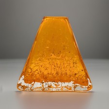 Whitefriars Geoffrey Baxter Textured Tangerine Pyramid Vase Number 9674