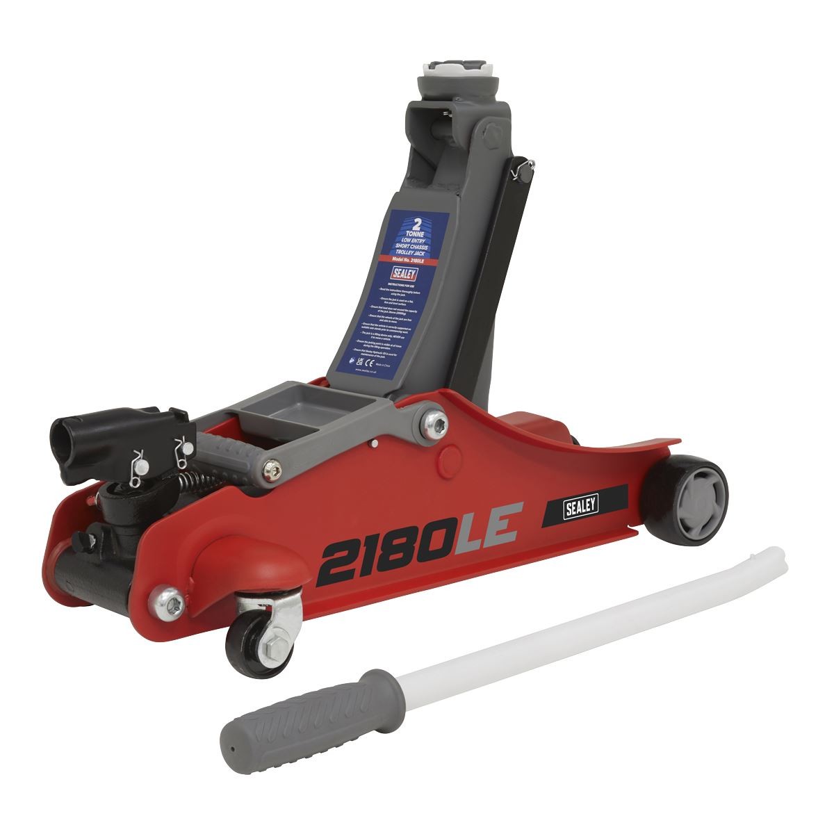 Sealey 180� Maniglia Trolley Jack 2 Tonnellata Low Profile Telaio Corto - Rosso