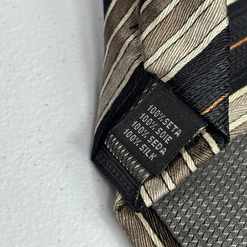 Corbata Croft & Barrow Marrón Azteca Occidental Rayas Tono Tierra Gradiente Seda 60" Foto 4 de 4