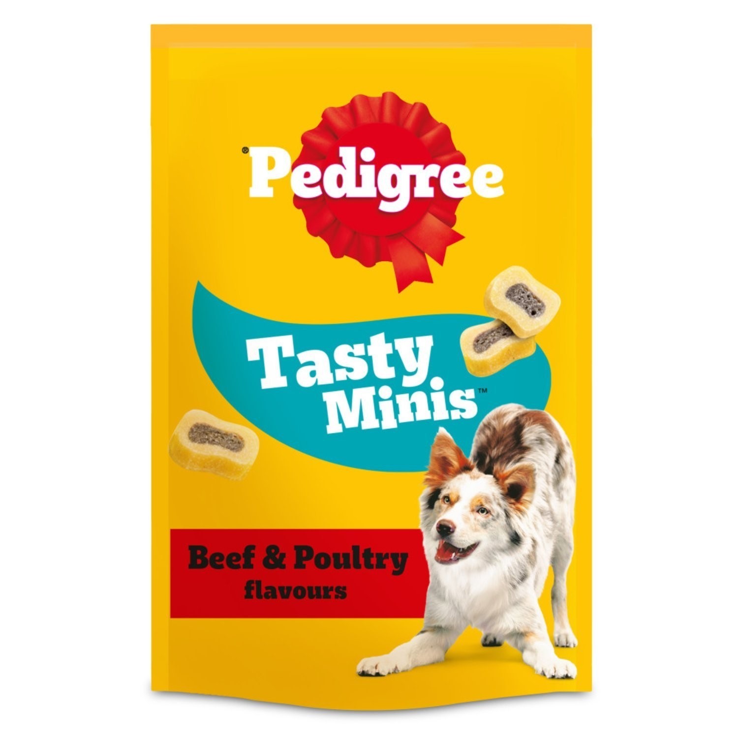 8 x 155g Pedigree Tasty Bites Minis Dog Treats Chewy Slices Beef & Poultry