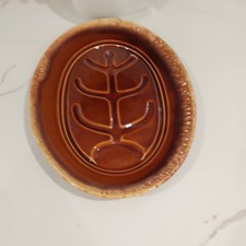 Vtg Hull Pottery Brown Drip Oval Serving Plat...