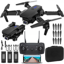 RC Drone With 4K HD Dual Camera WiFi FPV Foldable Quadcopter with 3 Batteries