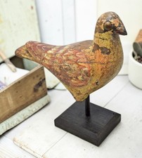 Vintage Holz Vogel Figur Original Alt Handgeschnitzt Bemalt