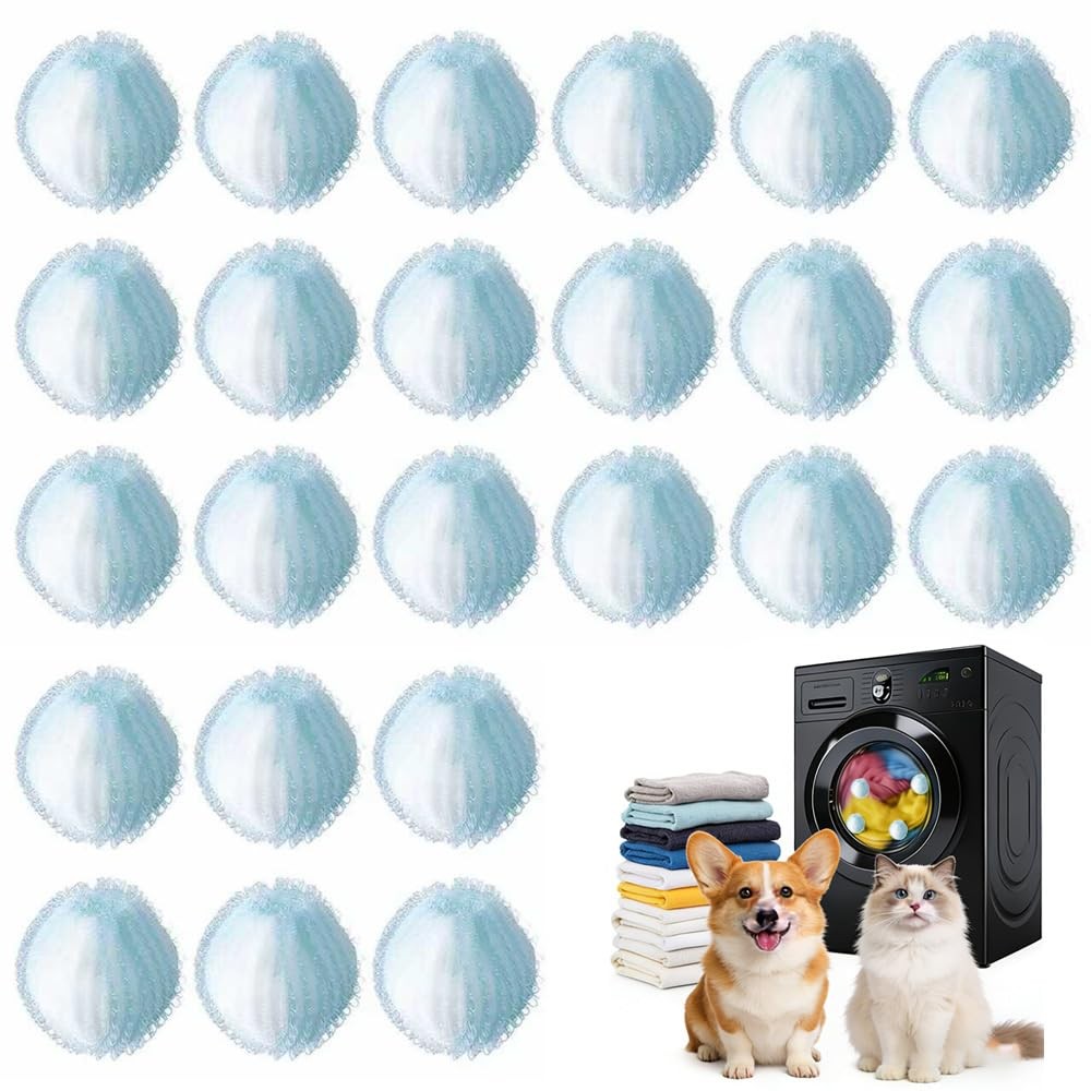 Lot de 24 boules anti-poils pour machine à laver réutilisables en nylon