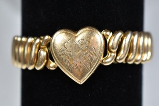 VINTAGE 1940s LADY LAUNTON SWEETHEART BIGNEY 46 GOLD FILLED EXPANDING BRACELET