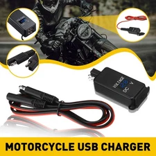 Motorcycle Dual USB Charger SAE To USB Cable Adapter Voltmeter Car Accessories A