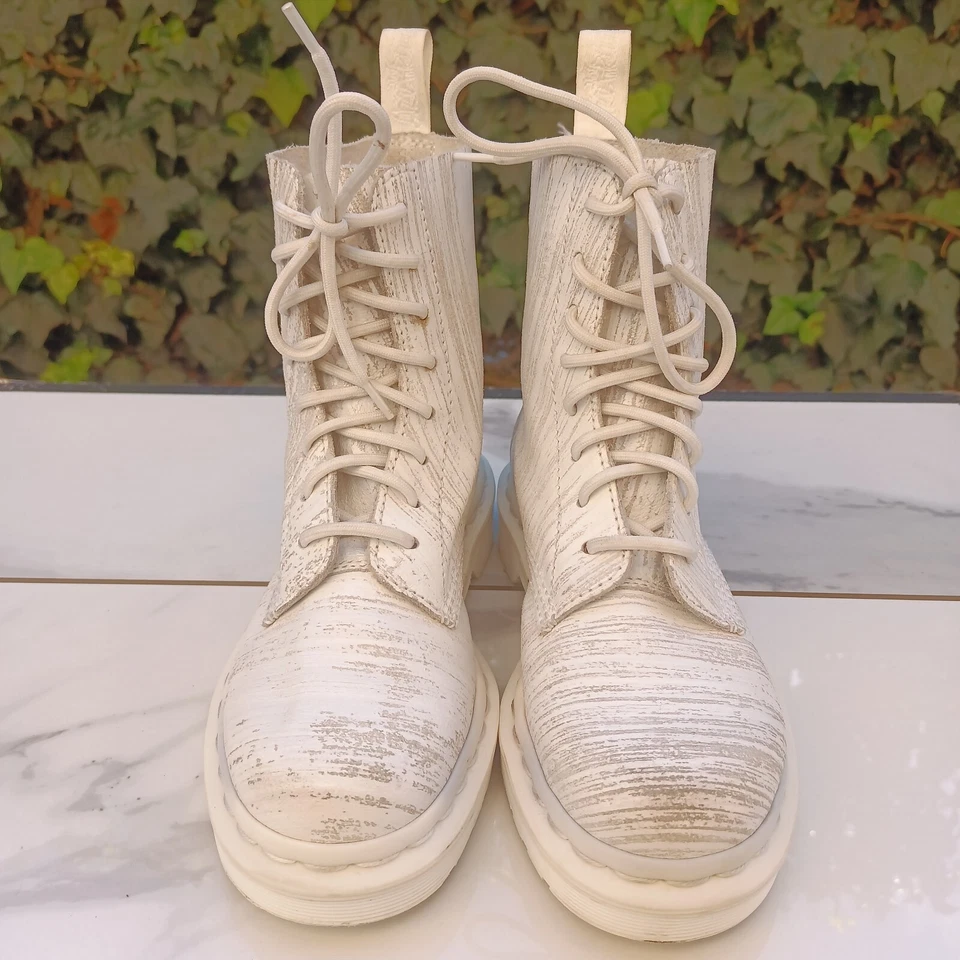 Botas de combate Dr. Martens Doc 1460 Pascal blancas a rayas para mujer talla 5 Foto 3 de 4