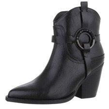 Used look ladies cowboy boots with decorative buckles Ital design 5163 in black