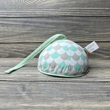 Baby White Teal Gray Hanging Plush Dome Shaped 5  Round Mirror Baby Toddler Toy