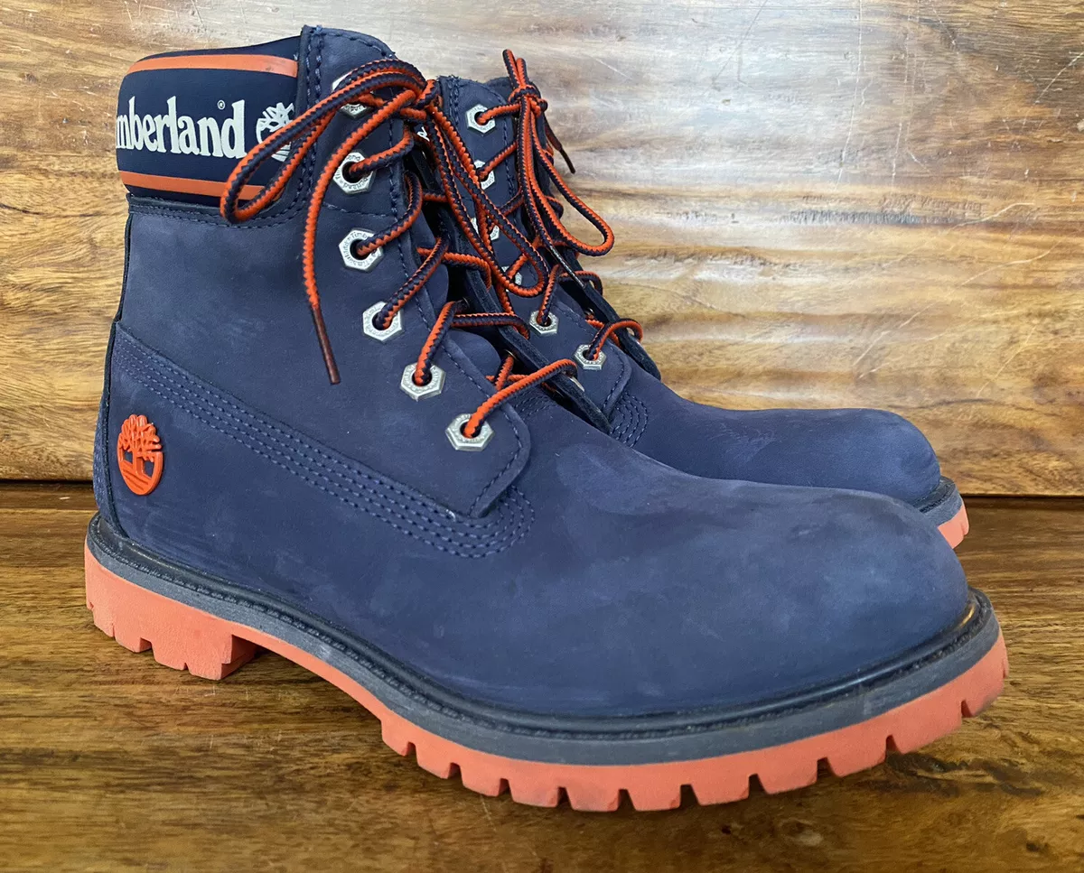 orange and blue timberland boots