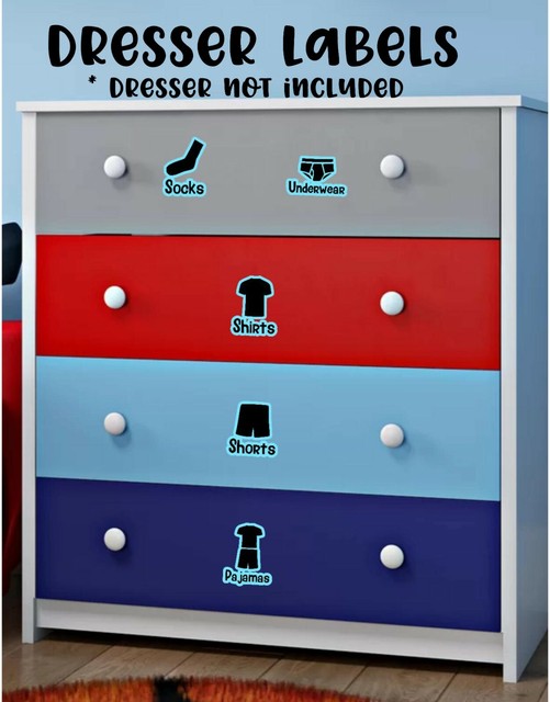 Kid's Labels for Dresser or Drawers - Clothing Organization | eBay