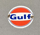 VINTAGE GULF GASOLINE PORCELAIN SIGN CAR GAS AUTO OIL