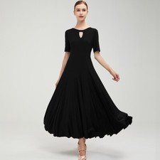 NEW Latin Ballroom Dance Dress Modern Salsa Waltz Standard Long Dress Q143 Black